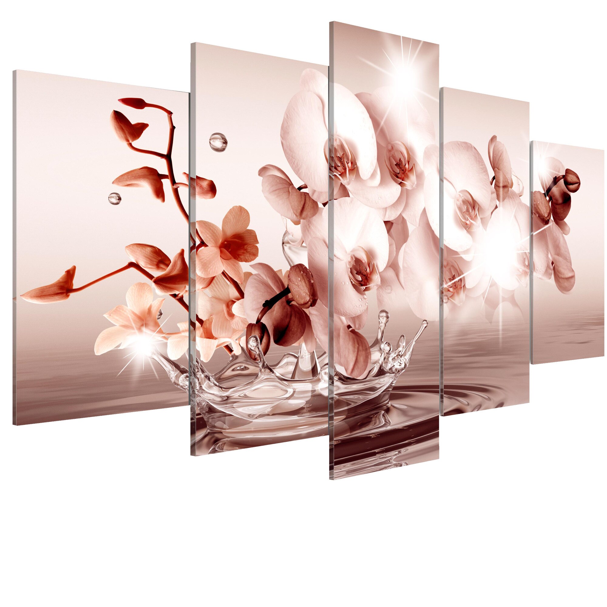 Tablou canvas 5 piese - Lyric of Orchid - 100 x 50 cm