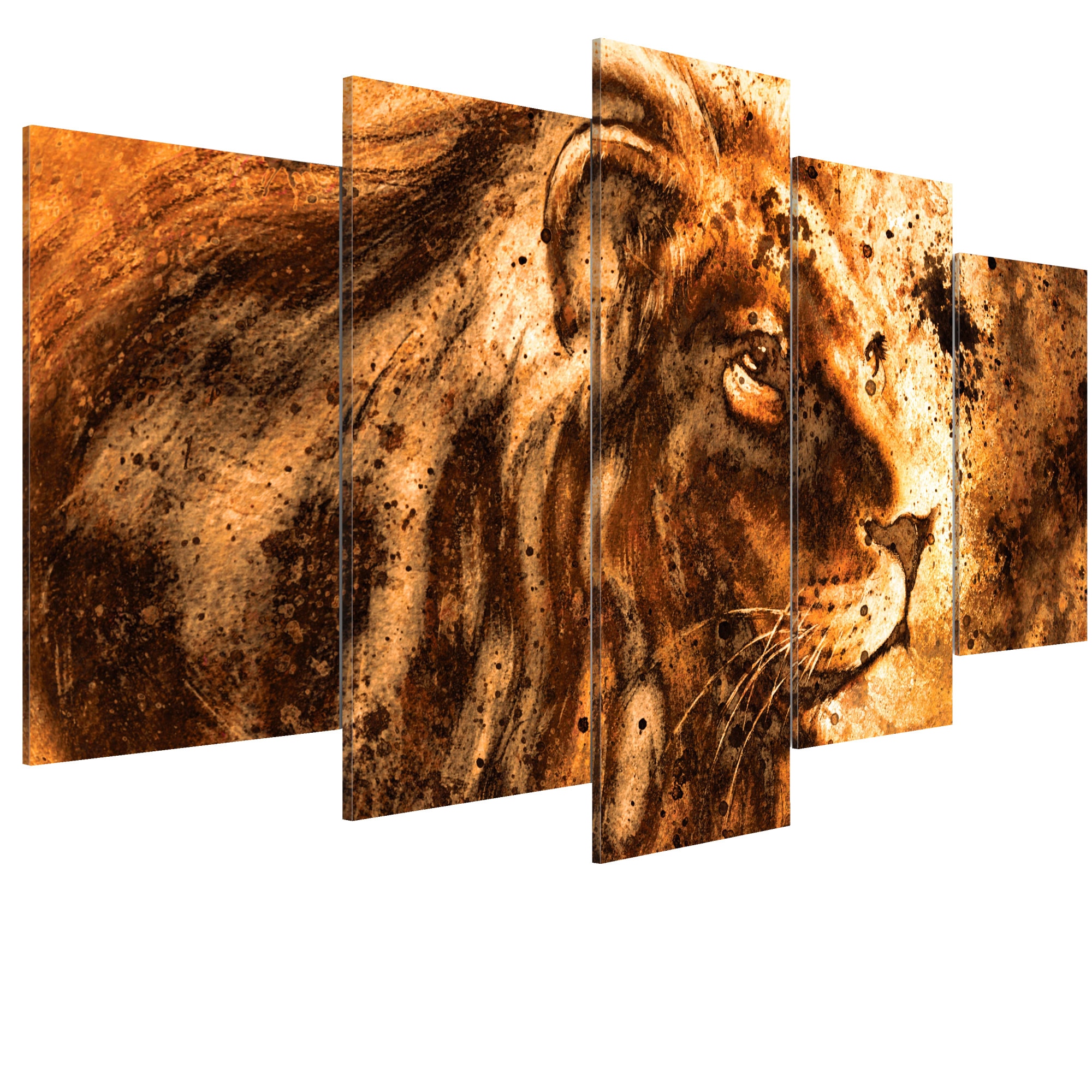 Tablou canvas 5 piese - Leu frumos - 200 x 100 cm