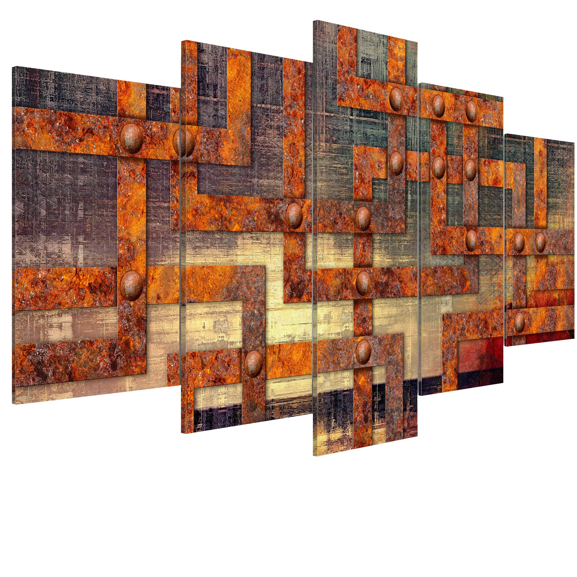 Tablou canvas 5 piese - Metal Maze - 200 x 100 cm