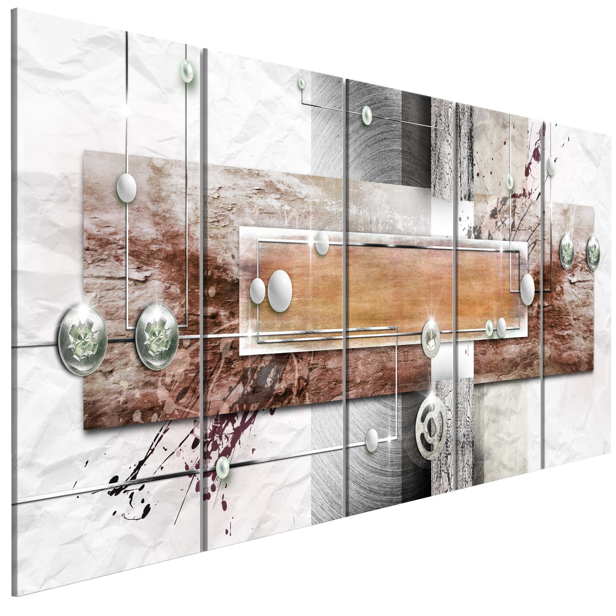 Tablou canvas 5 piese - Mecanismul misterios Brown Ingust - 200 x 80 cm