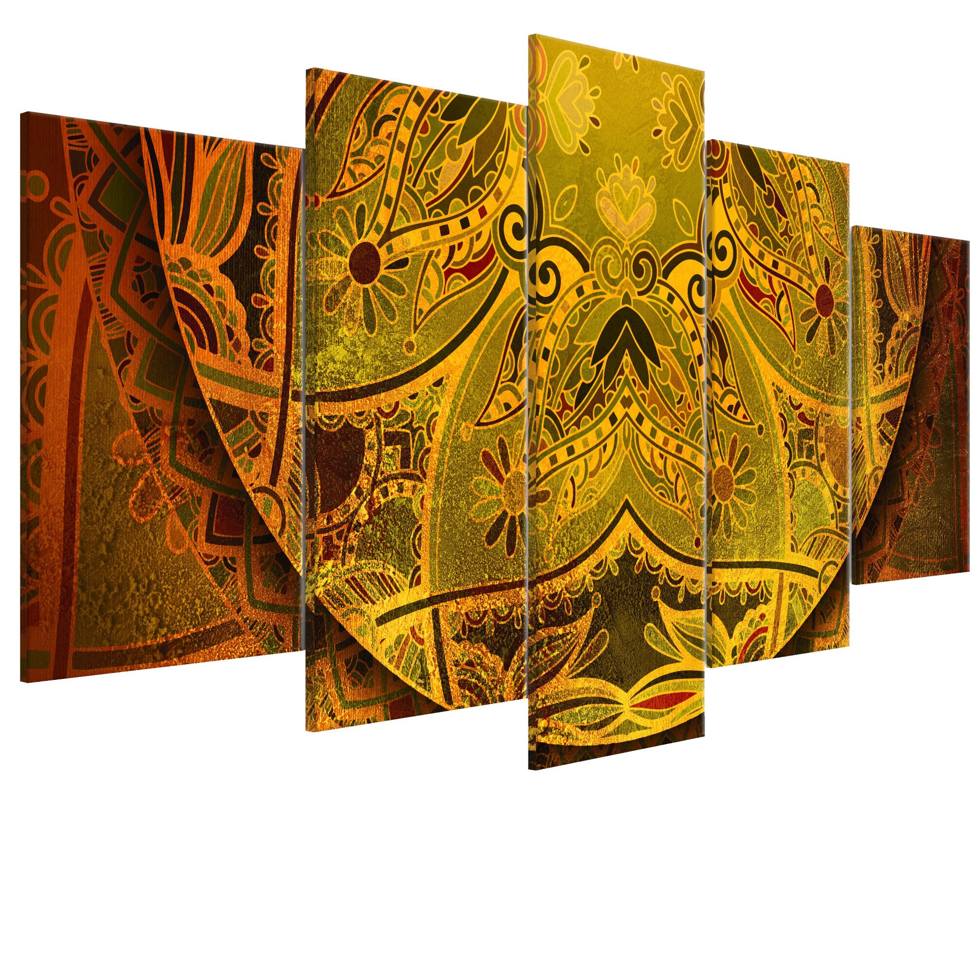 Tablou canvas 5 piese - Mandala Puterea de Aur - 200 x 100 cm