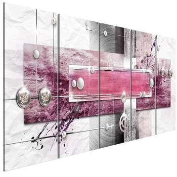 Tablou canvas 5 piese - Mecanismul misterios roz Ingust - 225 x 90 cm Tablou canvas 5 piese - Mecanismul misterios roz Ingust - 225 x 90 cm