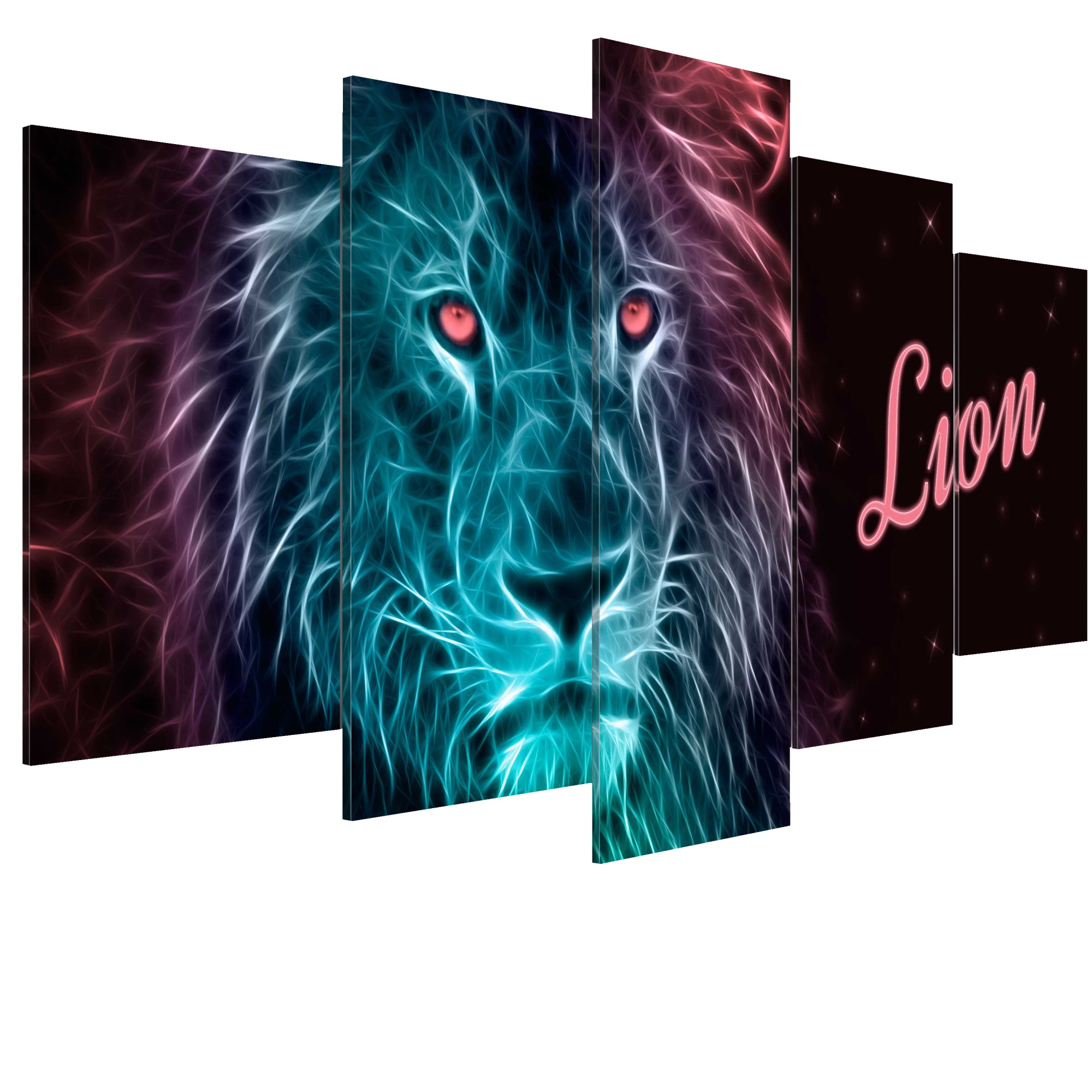 Tablou canvas 5 piese - Neon rege - 100 x 50 cm