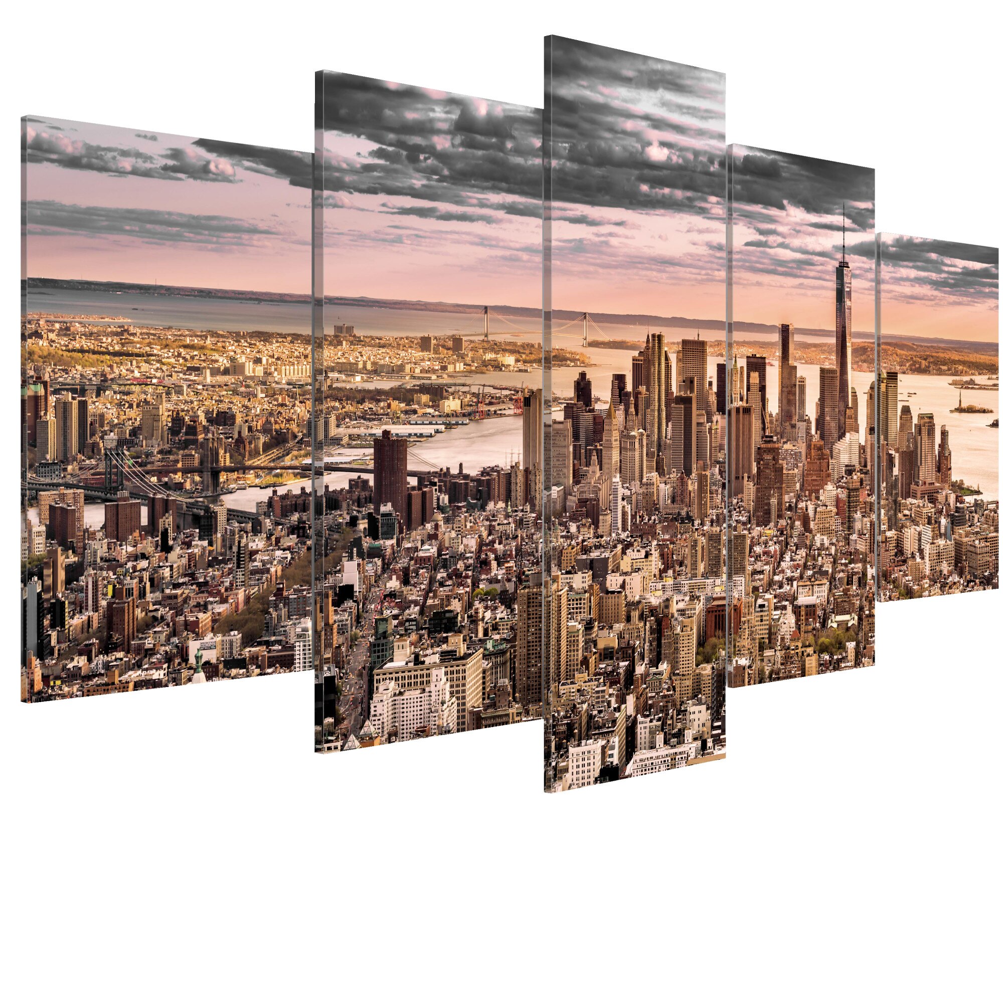 Tablou canvas 5 piese - New York City Morning Sky - 100 x 50 cm