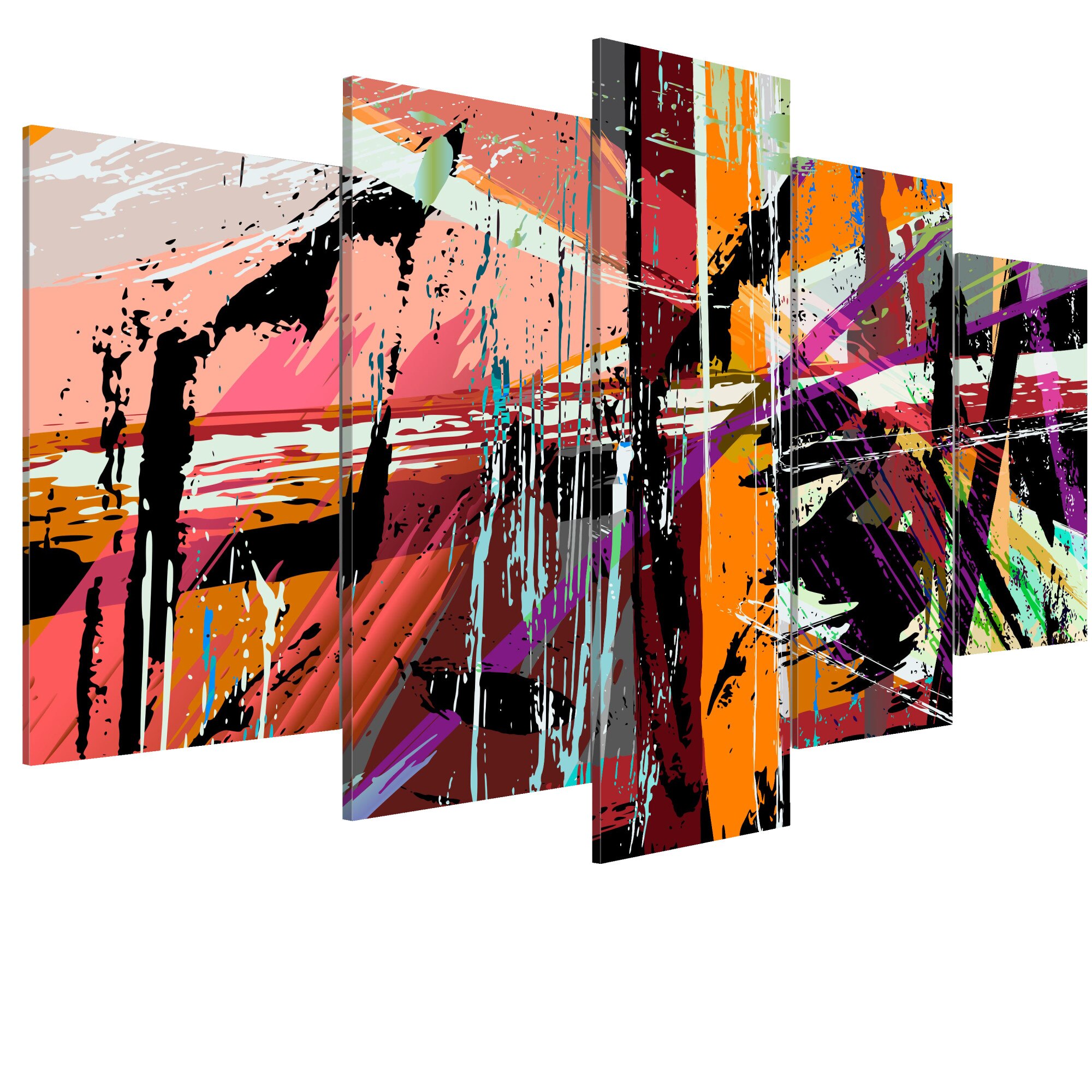 Tablou canvas 5 piese - Nebunie artistica - 200 x 100 cm