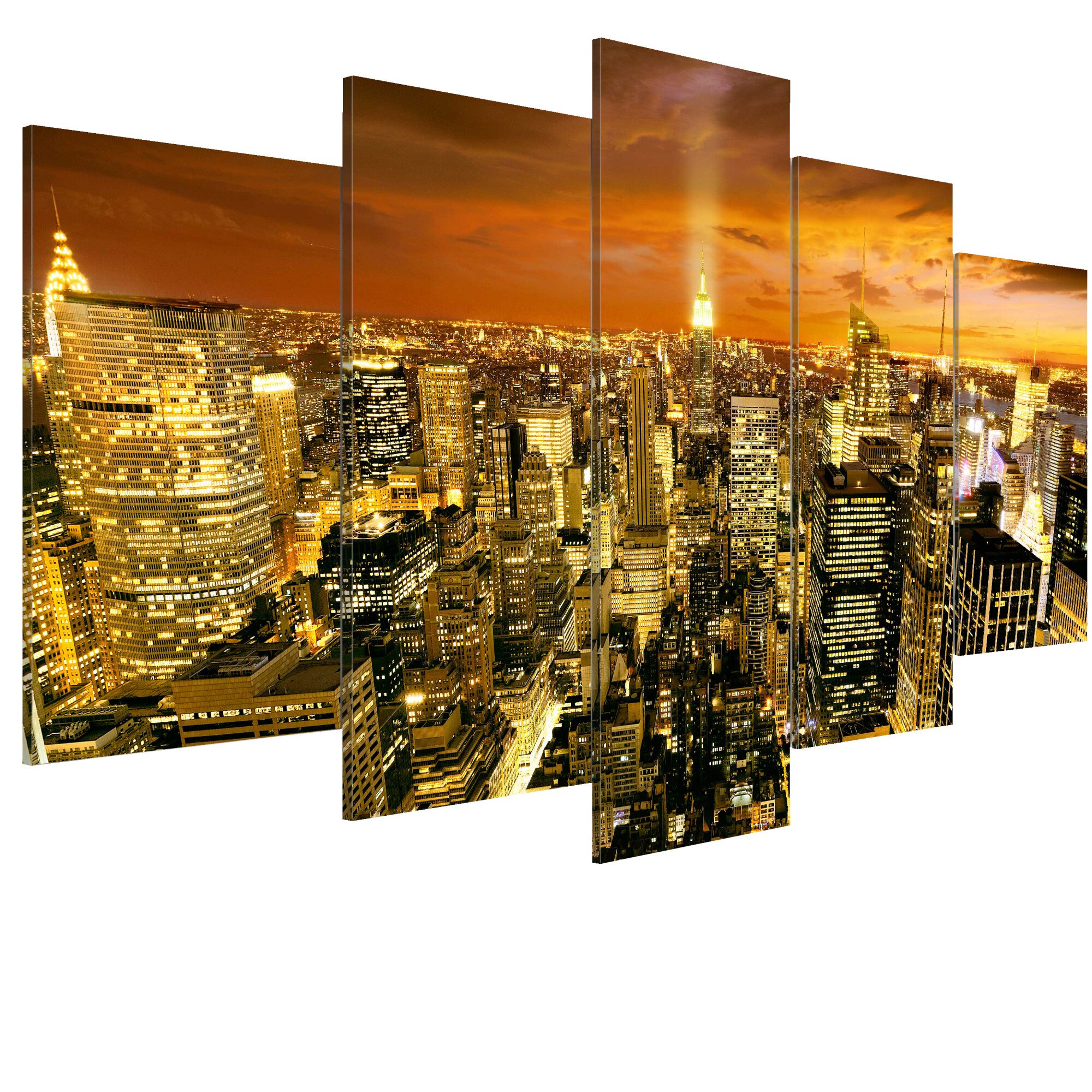 Tablou canvas 5 piese - New York chihlimbar - 100 x 50 cm