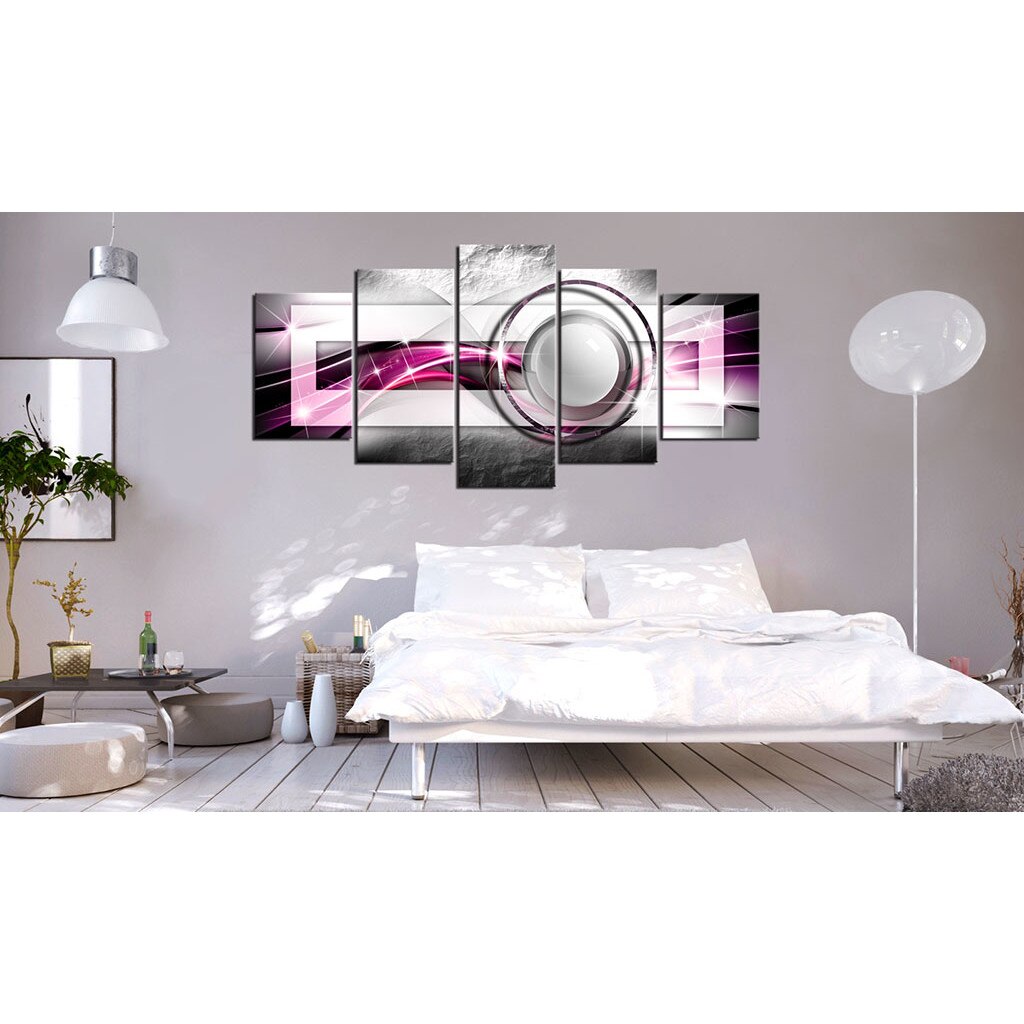 Tablou canvas 5 piese - Modern roz - 100 x 50 cm