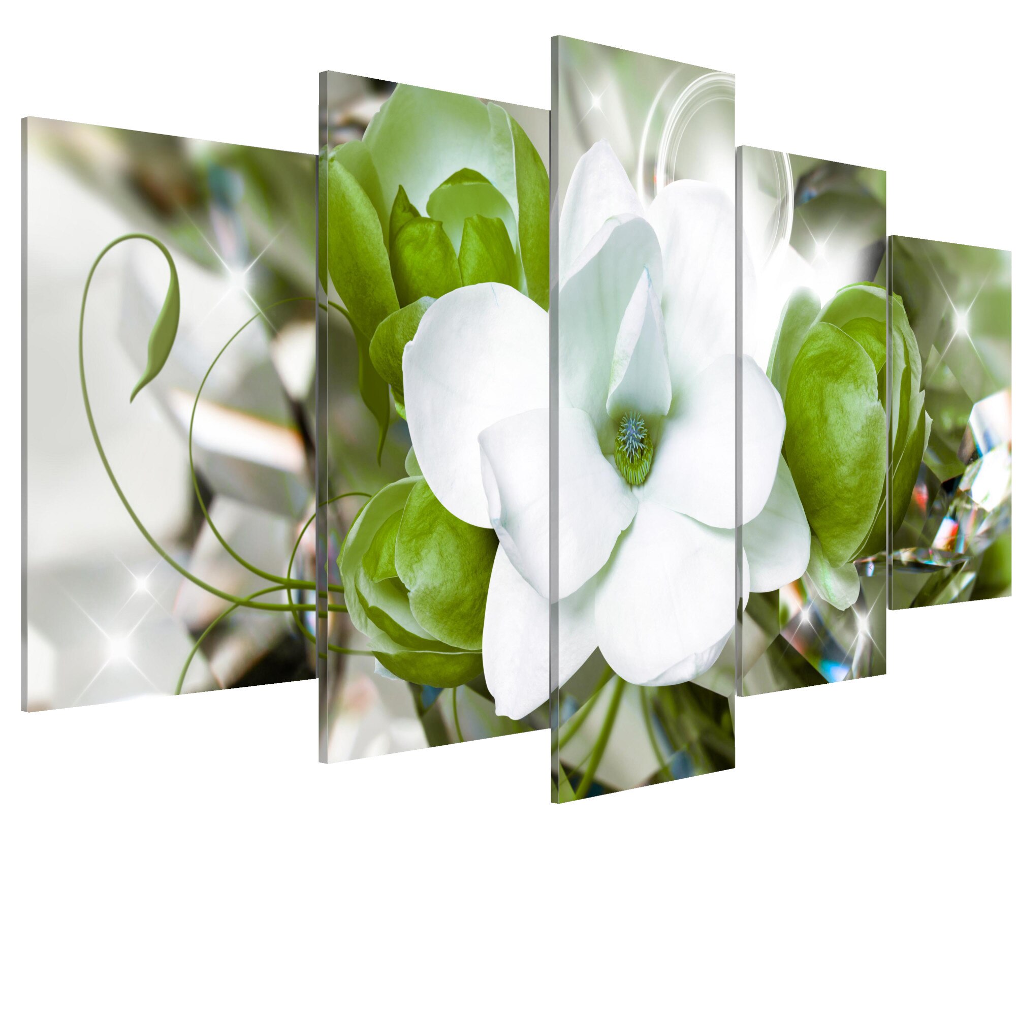 Tablou canvas 5 piese - Nimfa Malachite - 100 x 50 cm