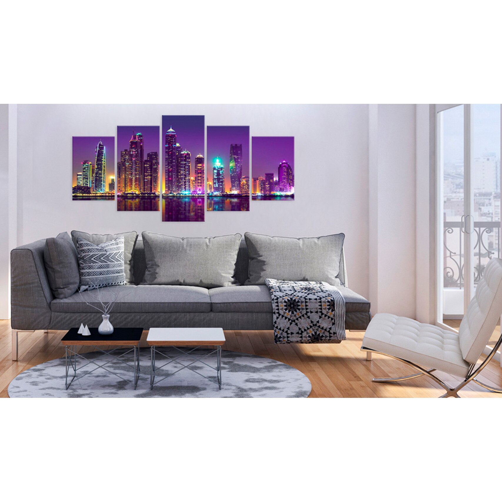 Tablou canvas 5 piese - Nopti purpurii - 100 x 50 cm