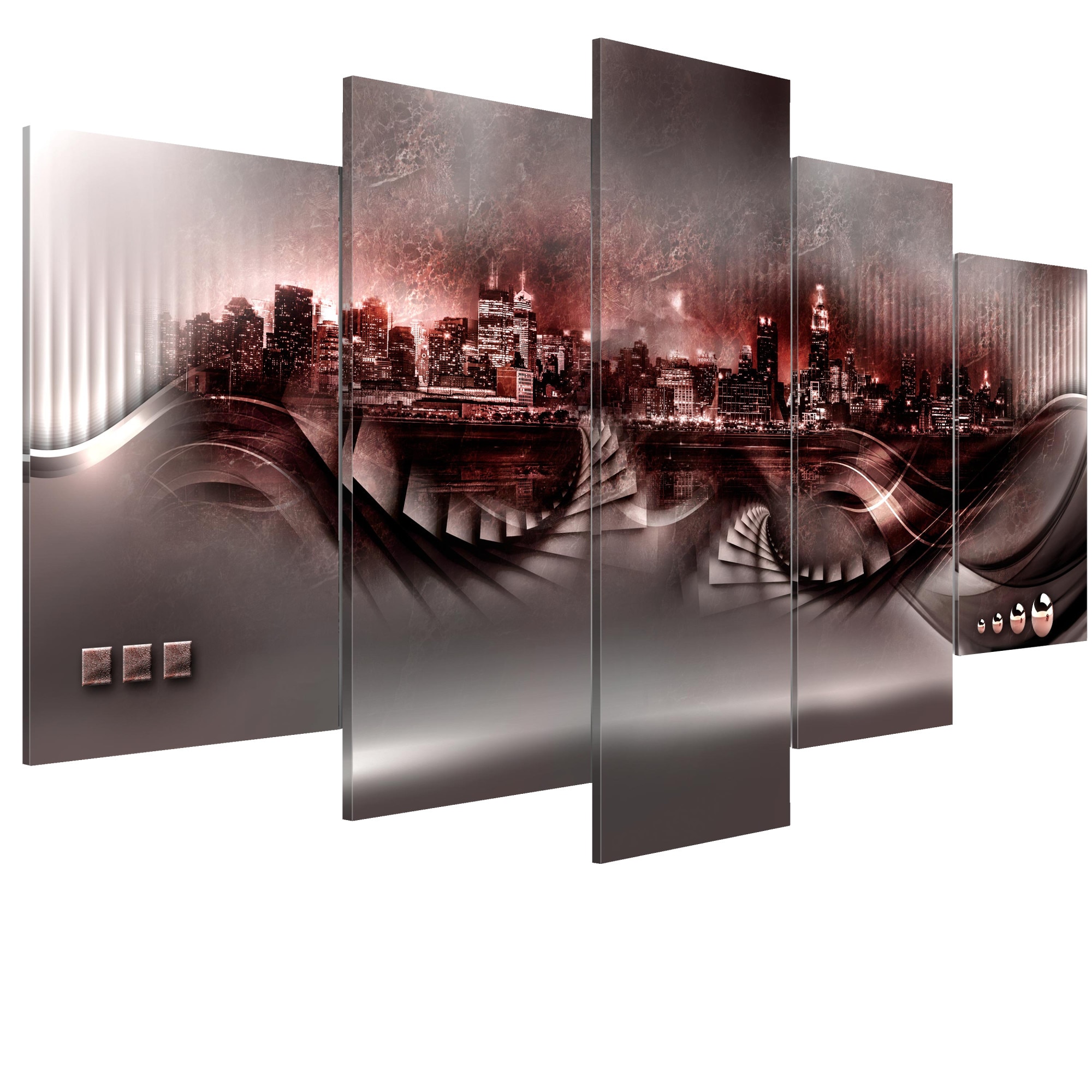 Tablou canvas 5 piese - OraSul Crimson - 100 x 50 cm