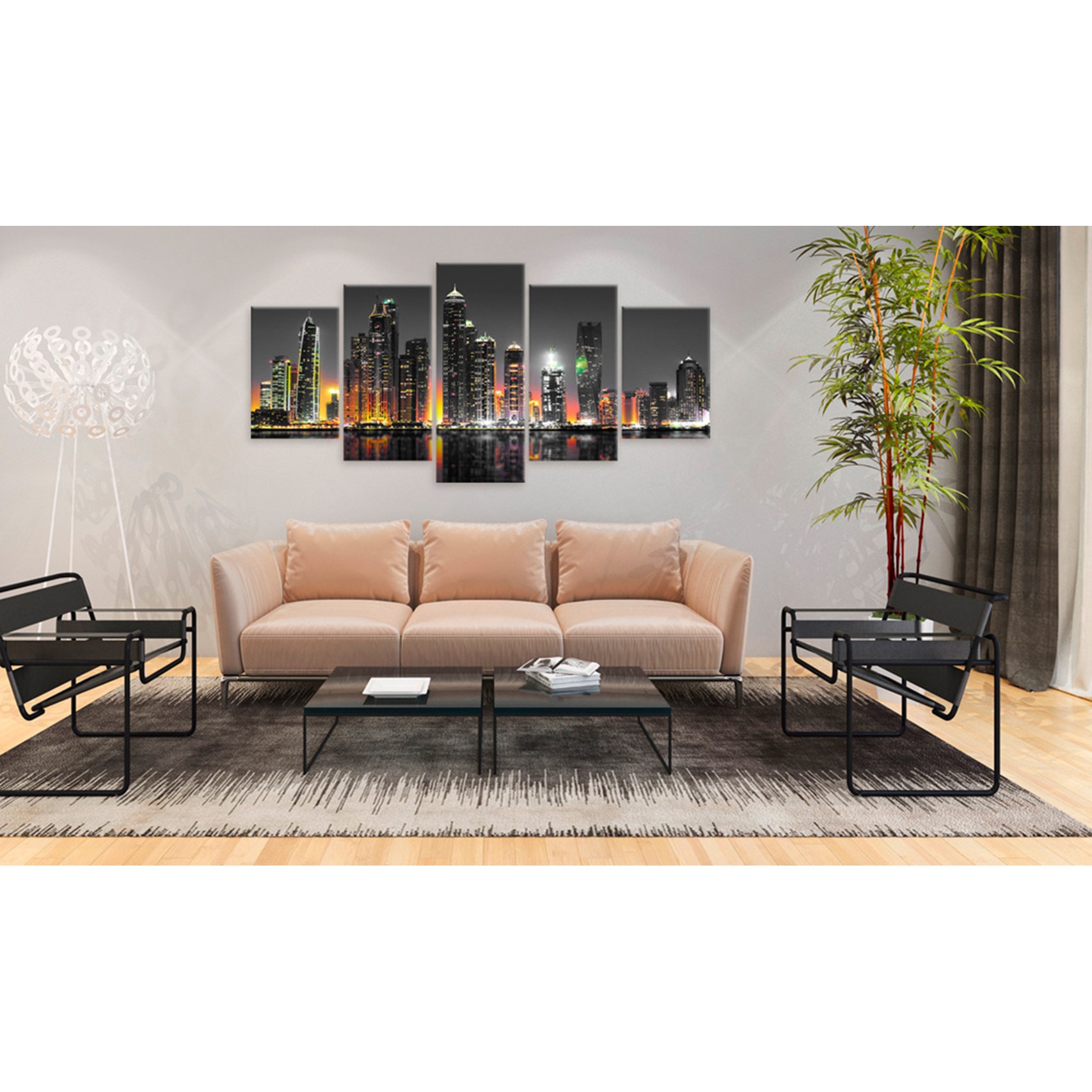 Tablou canvas 5 piese - OraSul deSertic - 100 x 50 cm