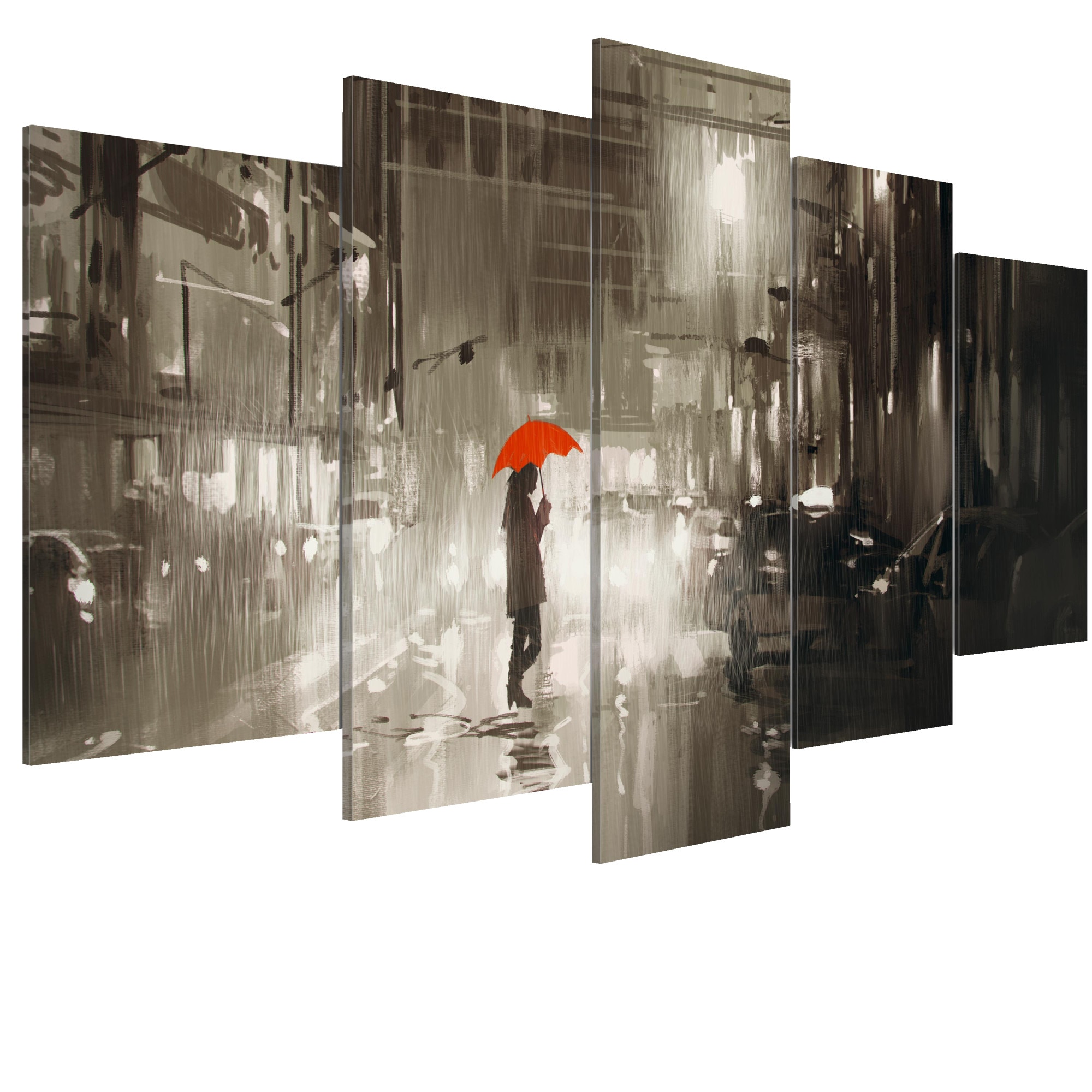 Tablou canvas 5 piese - OraSul ploii - 100 x 50 cm