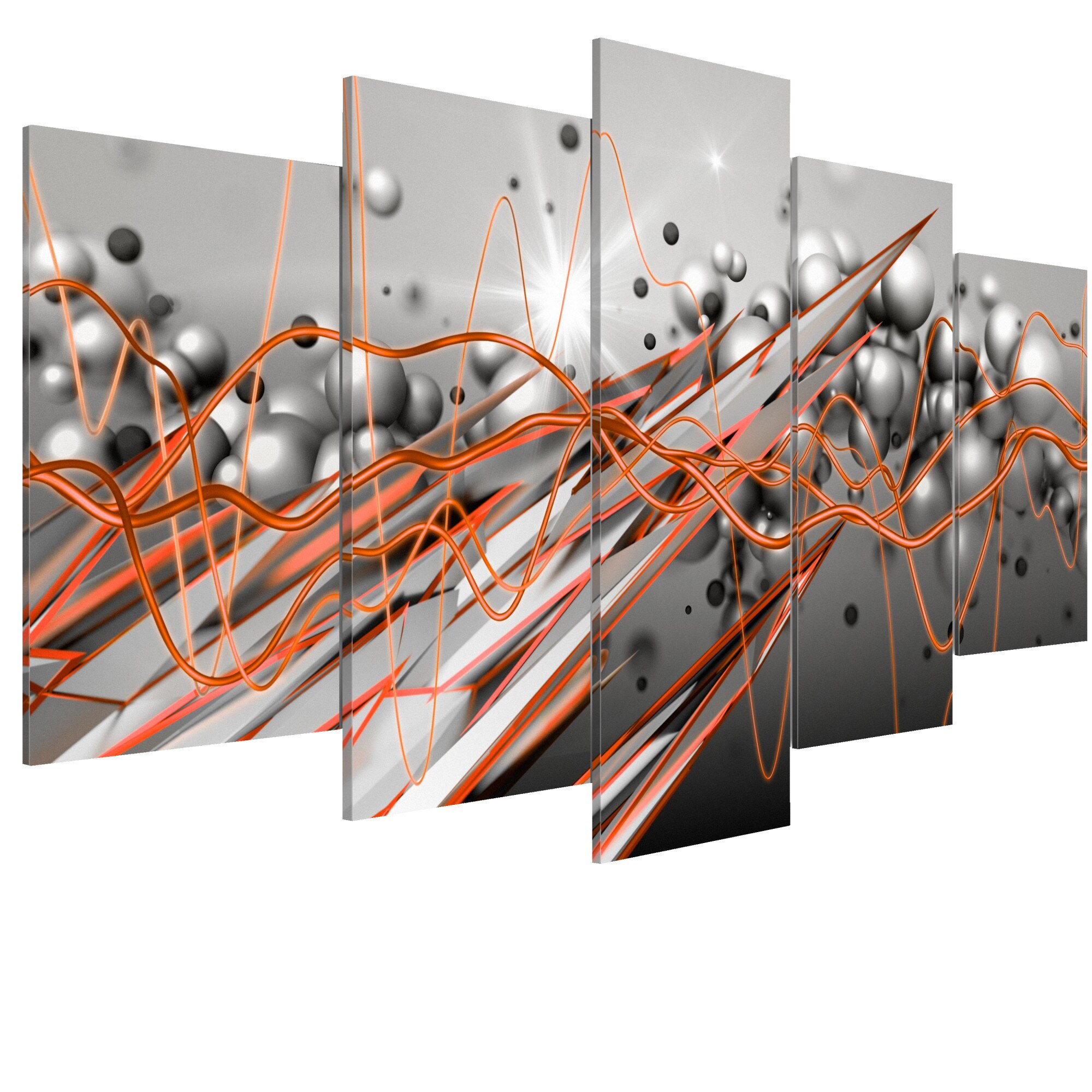 Tablou canvas 5 piese - Orange Stream - 100 x 50 cm