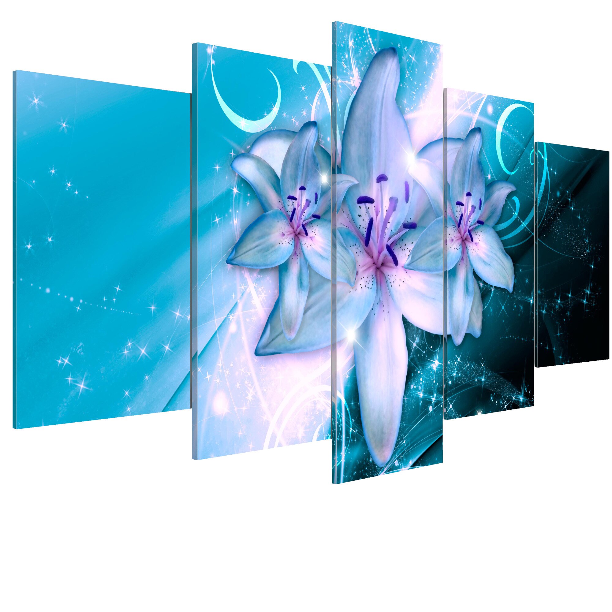 Tablou canvas 5 piese - Nopti de safir - 200 x 100 cm