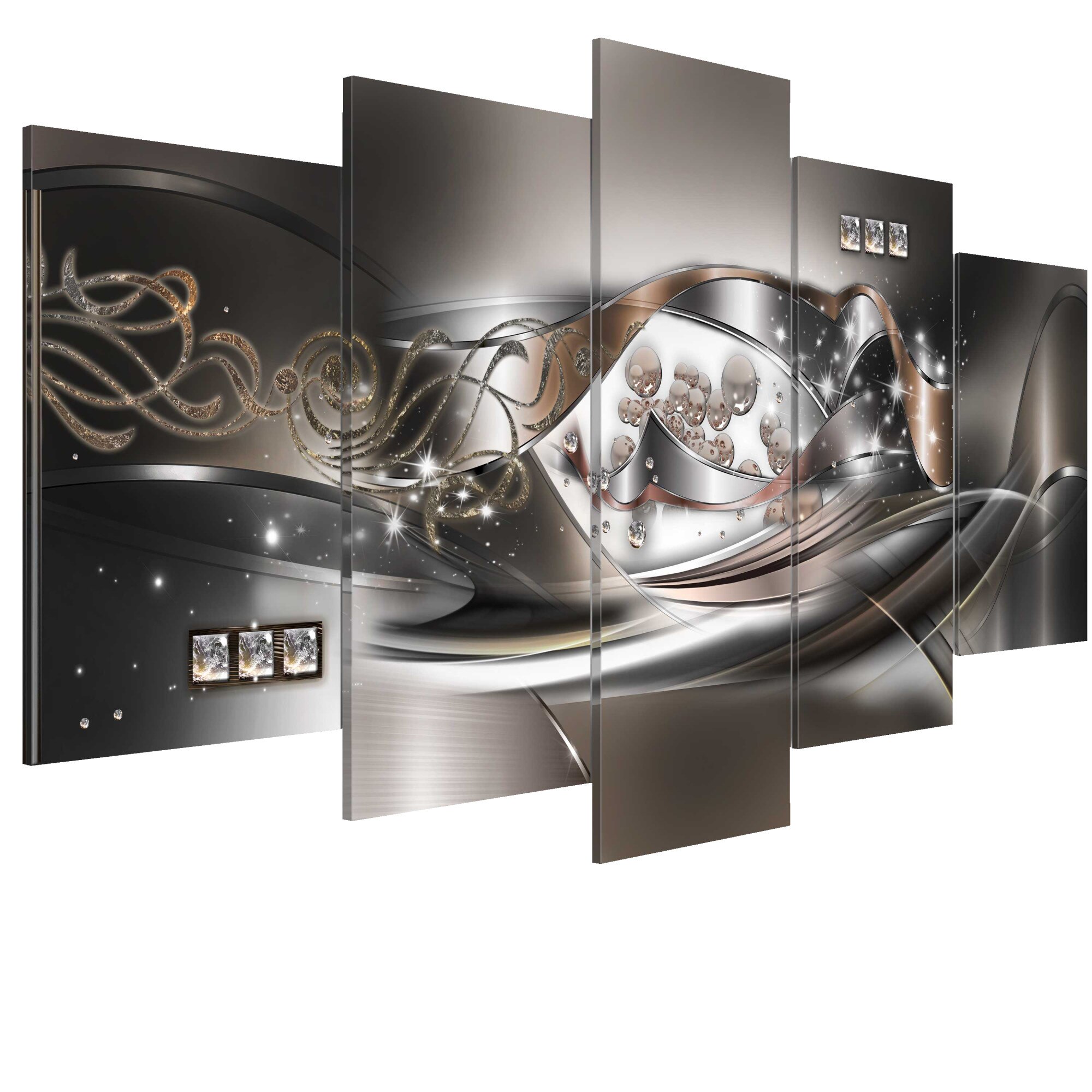 Tablou canvas 5 piese - Nori de platina - 100 x 50 cm