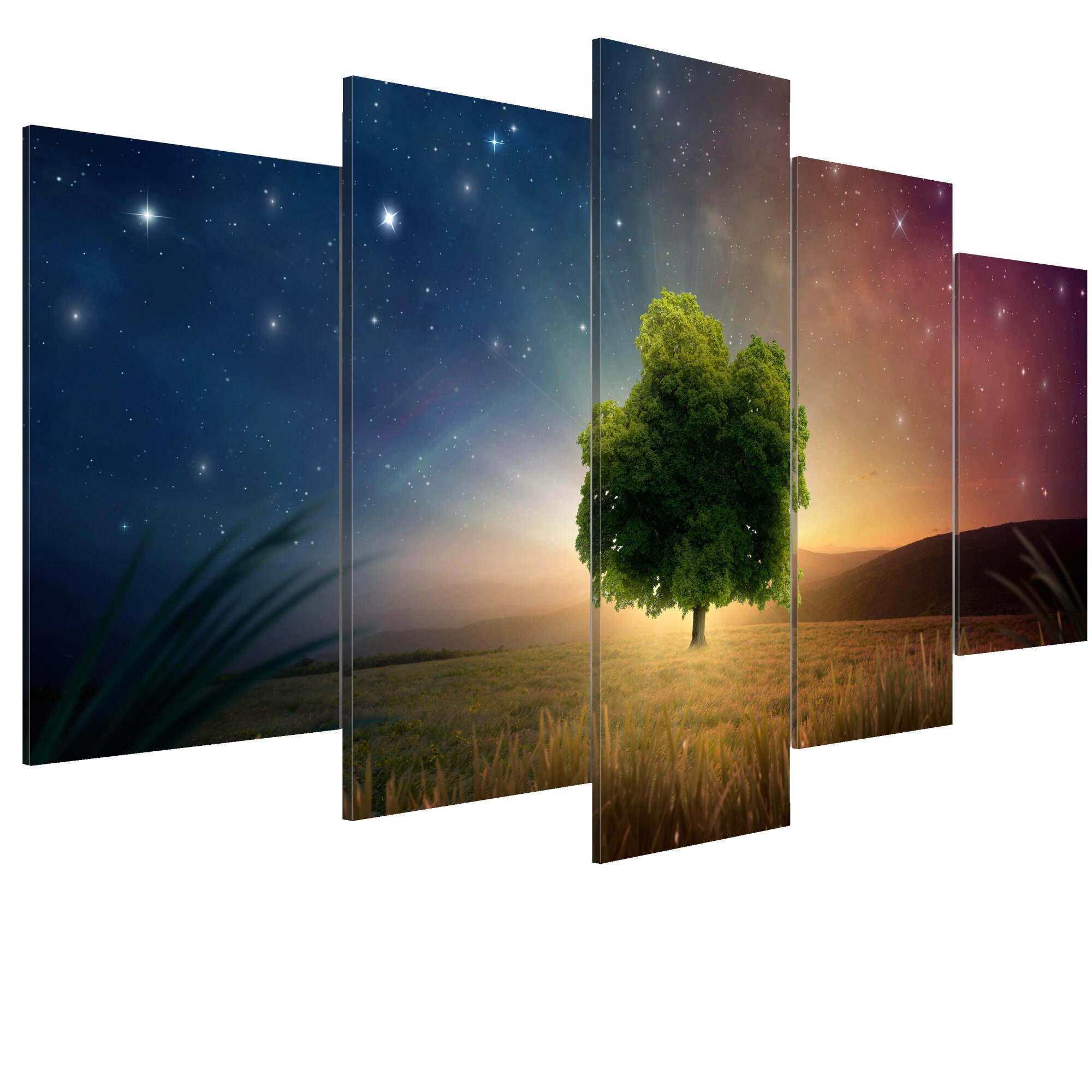 Tablou canvas 5 piese - Nopti Instelate - 100 x 50 cm