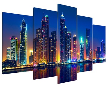 Tablou canvas 5 piese - Nopti In Dubai - 100 x 50 cm