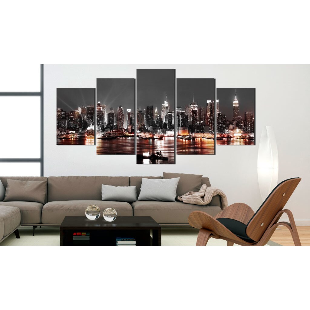 Tablou canvas 5 piese - OraSul gri - 200 x 100 cm