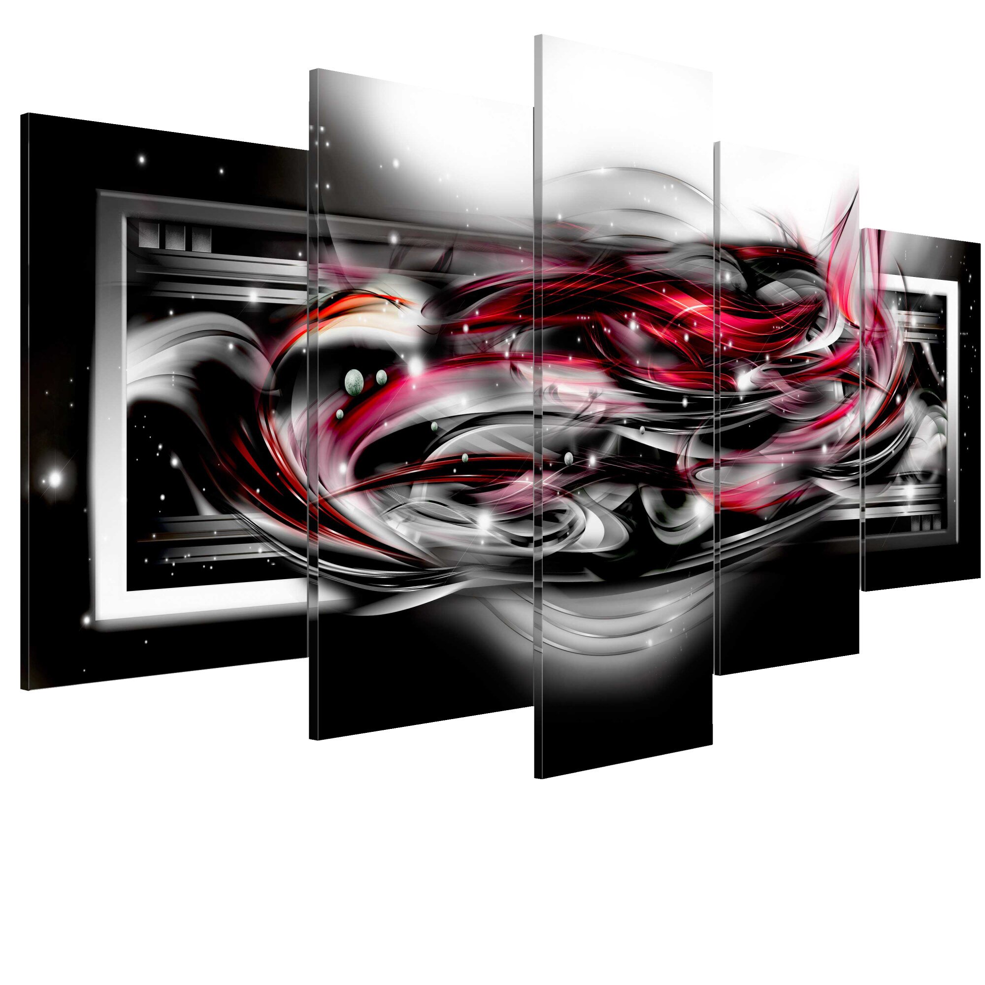 Tablou canvas 5 piese - Panglica de carmin - 100 x 50 cm