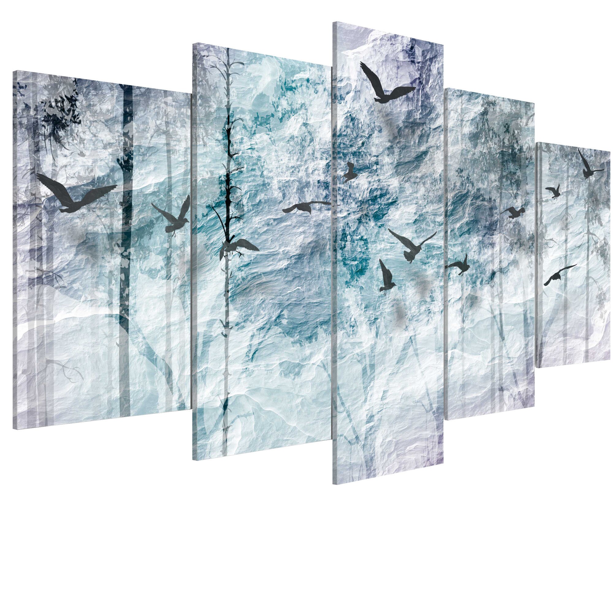Tablou canvas 5 piese - Padurea Albastra - 100 x 50 cm