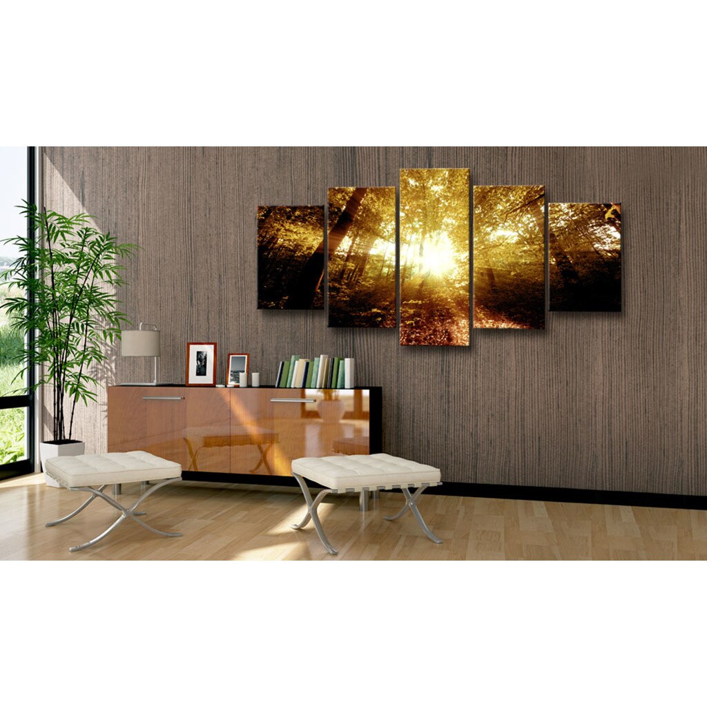 Tablou canvas 5 piese - Padurea de toamna - 100 x 50 cm