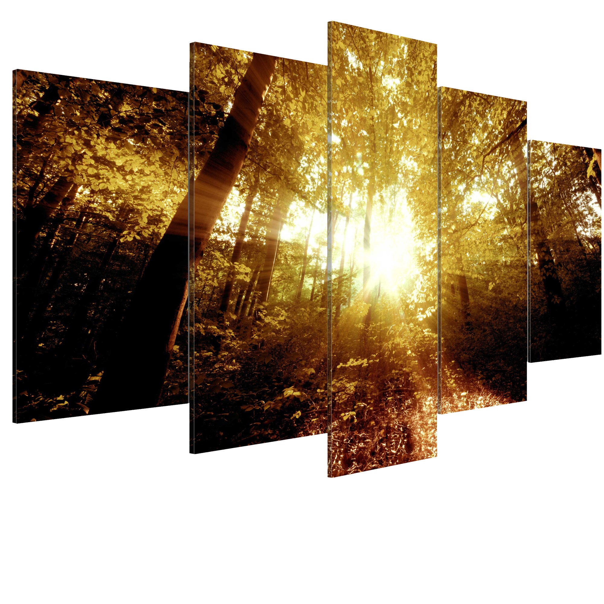 Tablou canvas 5 piese - Padurea de toamna - 200 x 100 cm