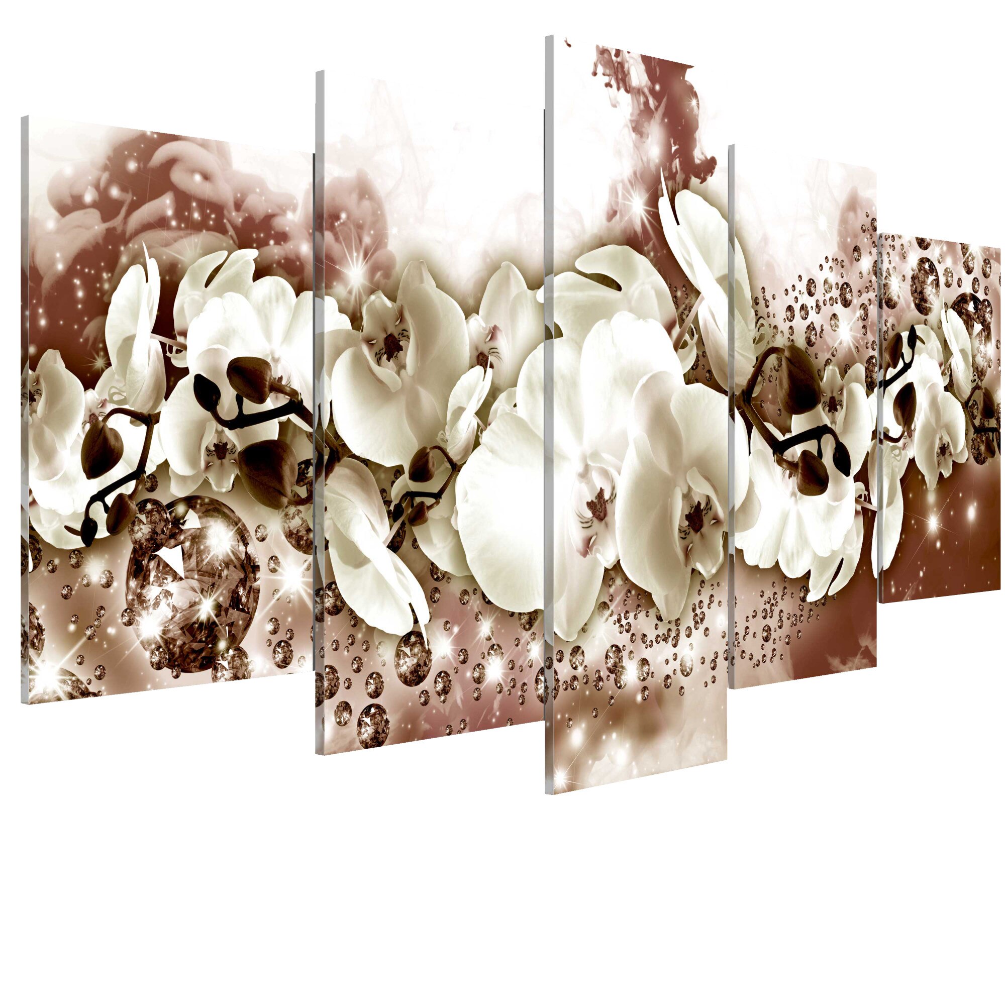 Tablou canvas 5 piese - Orhideea de ciocolata - 100 x 50 cm