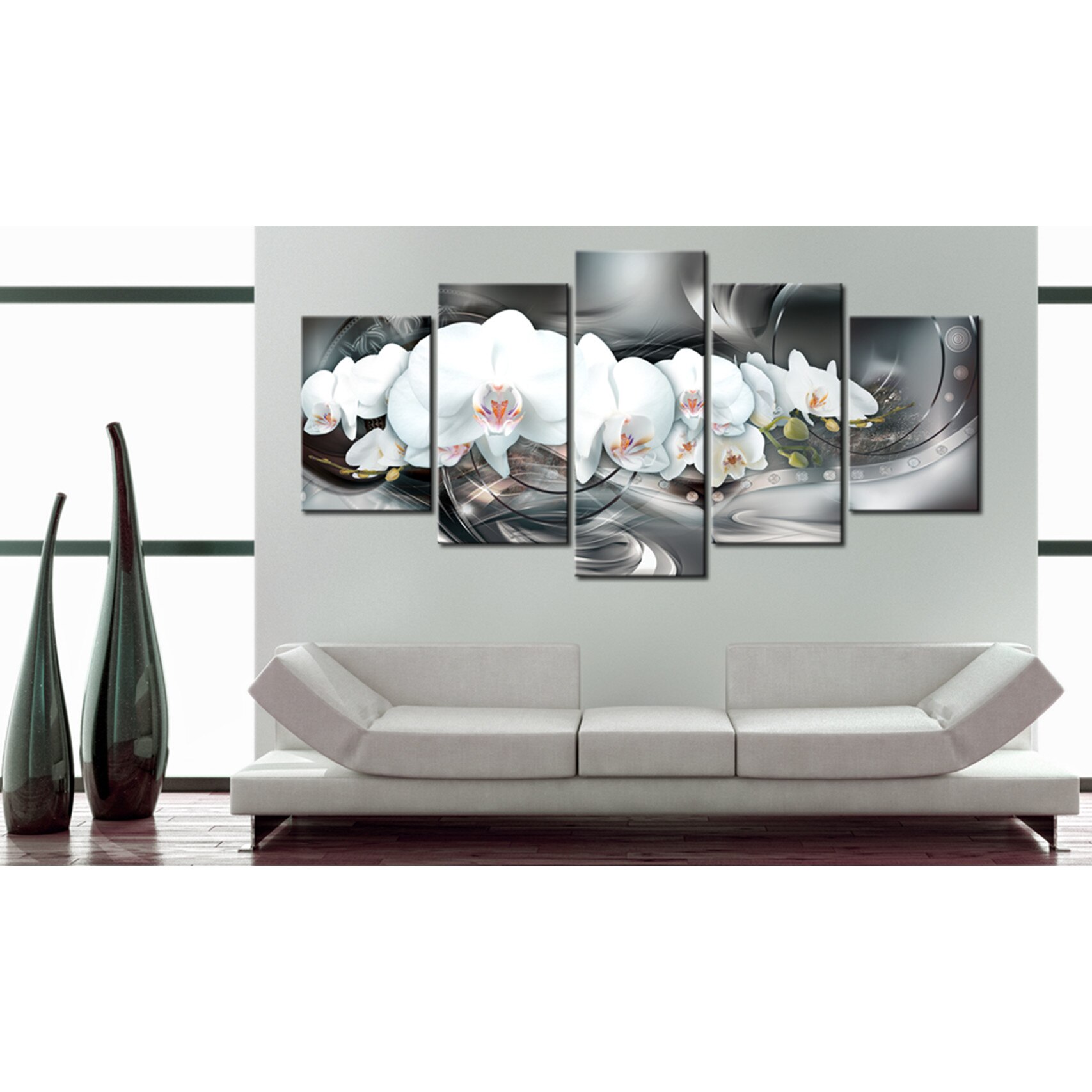 Tablou canvas 5 piese - Orhideea magica - 100 x 50 cm
