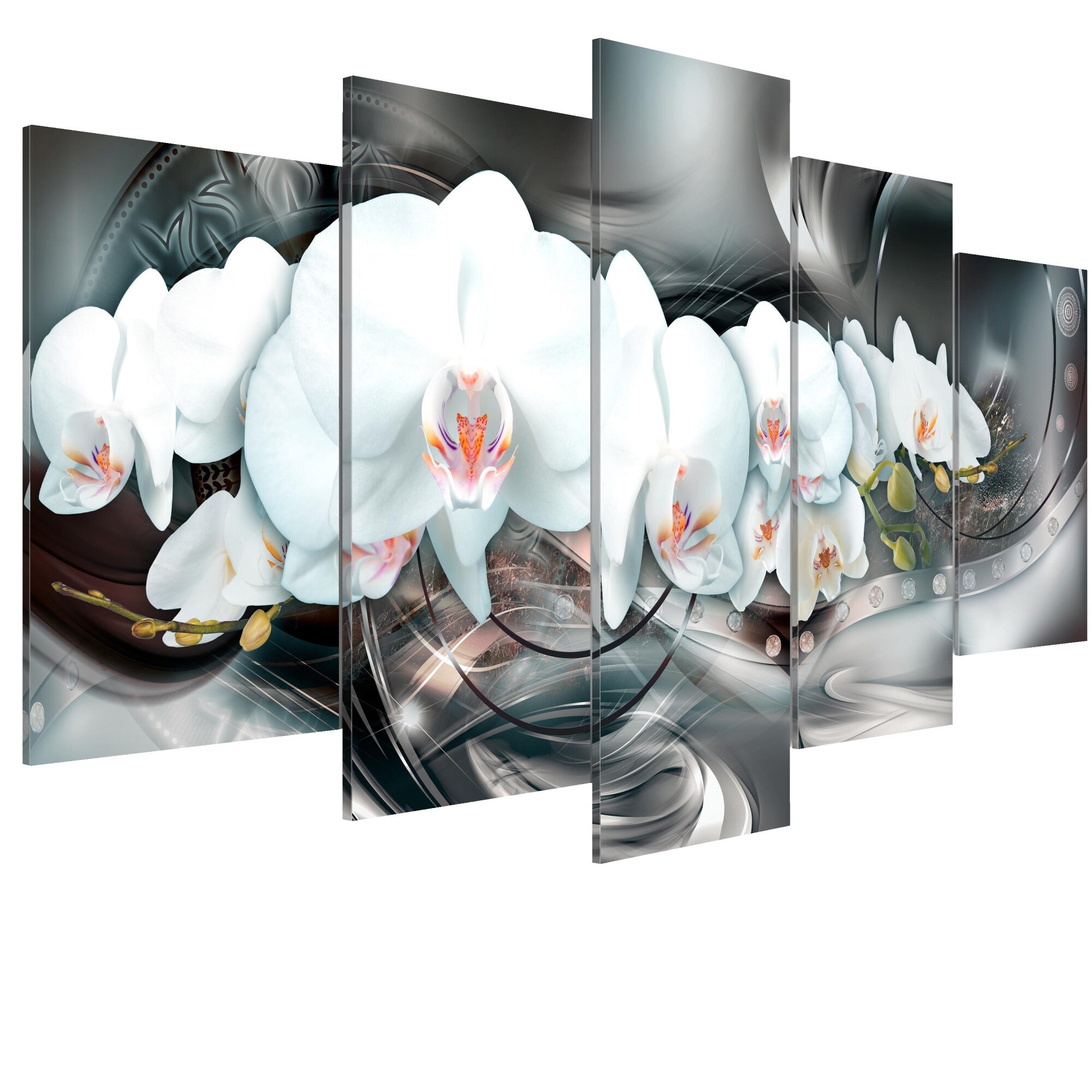 Tablou canvas 5 piese - Orhideea magica - 200 x 100 cm