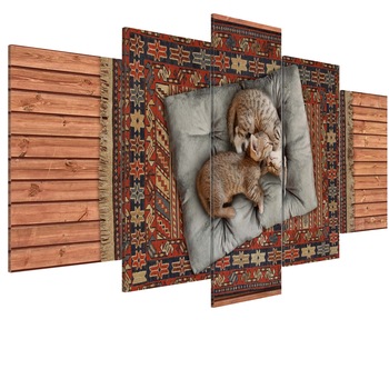 Tablou canvas 5 piese - Pisicuta moale, pisicuta calda, mica bila de blana ... - 100 x 50 cm Tablou canvas 5 piese - Pisicuta moale, pisicuta calda, mica bila de blana ... - 100 x 50 cm