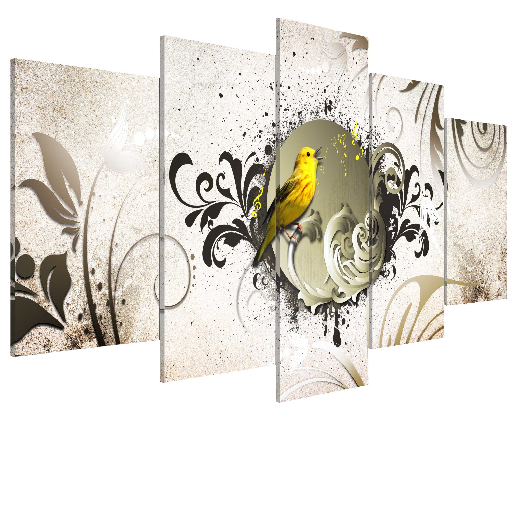 Tablou canvas 5 piese - Pasare galbena - 200 x 100 cm