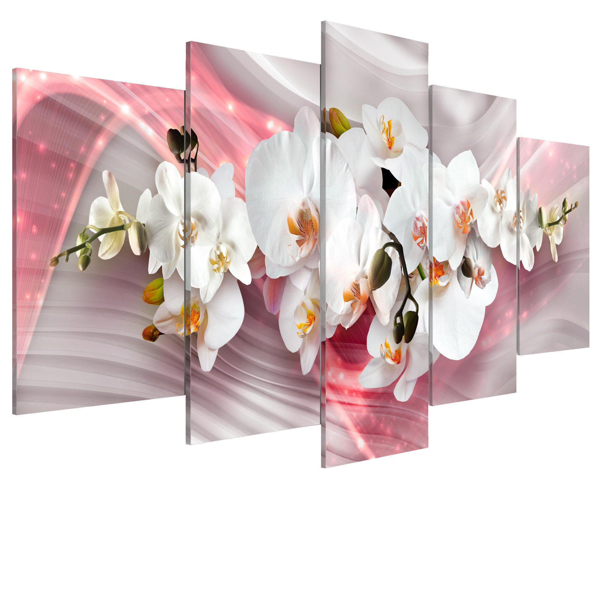 Tablou canvas 5 piese - Pink Glow - 200 x 100 cm