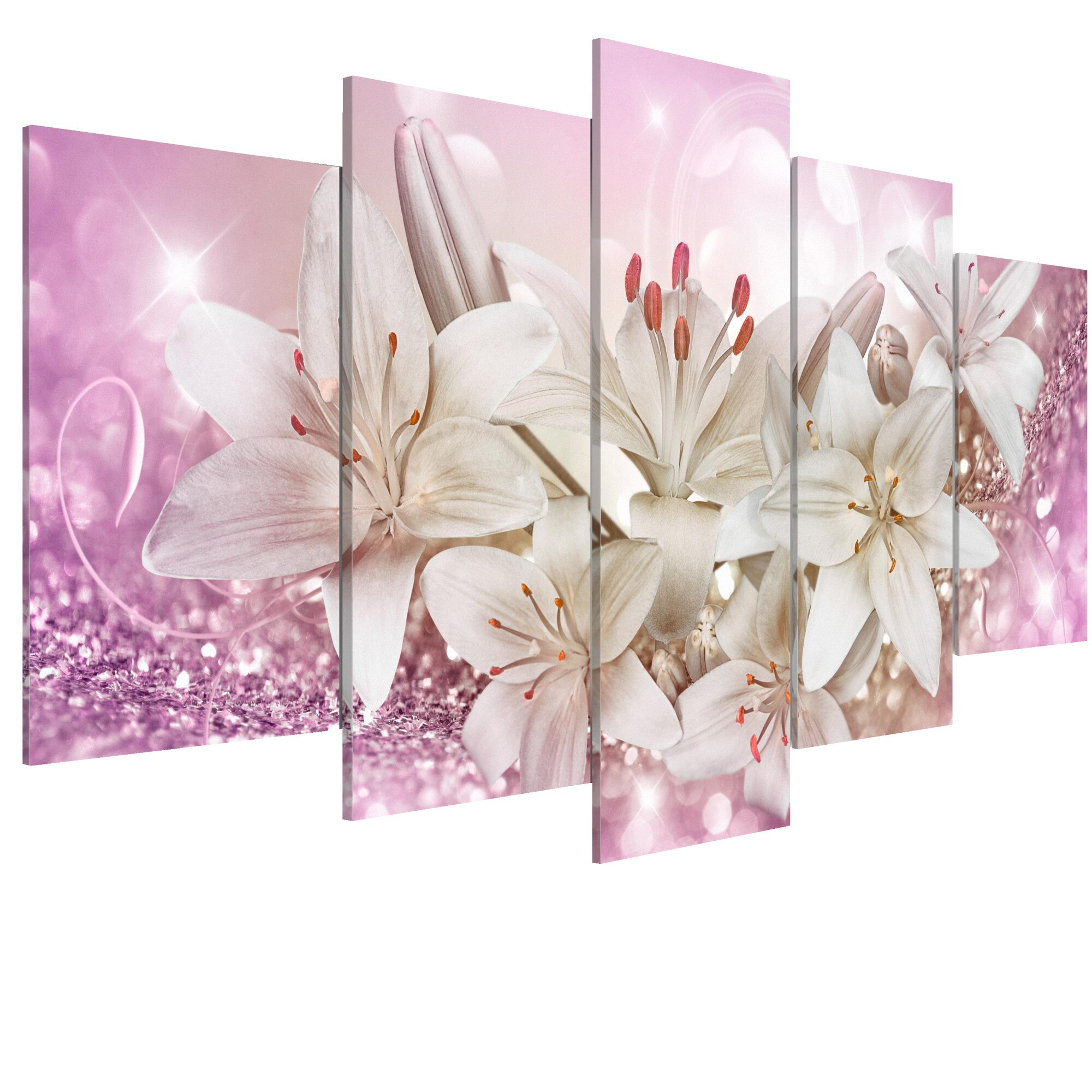 Tablou canvas 5 piese - Pink Courtship - 200 x 100 cm