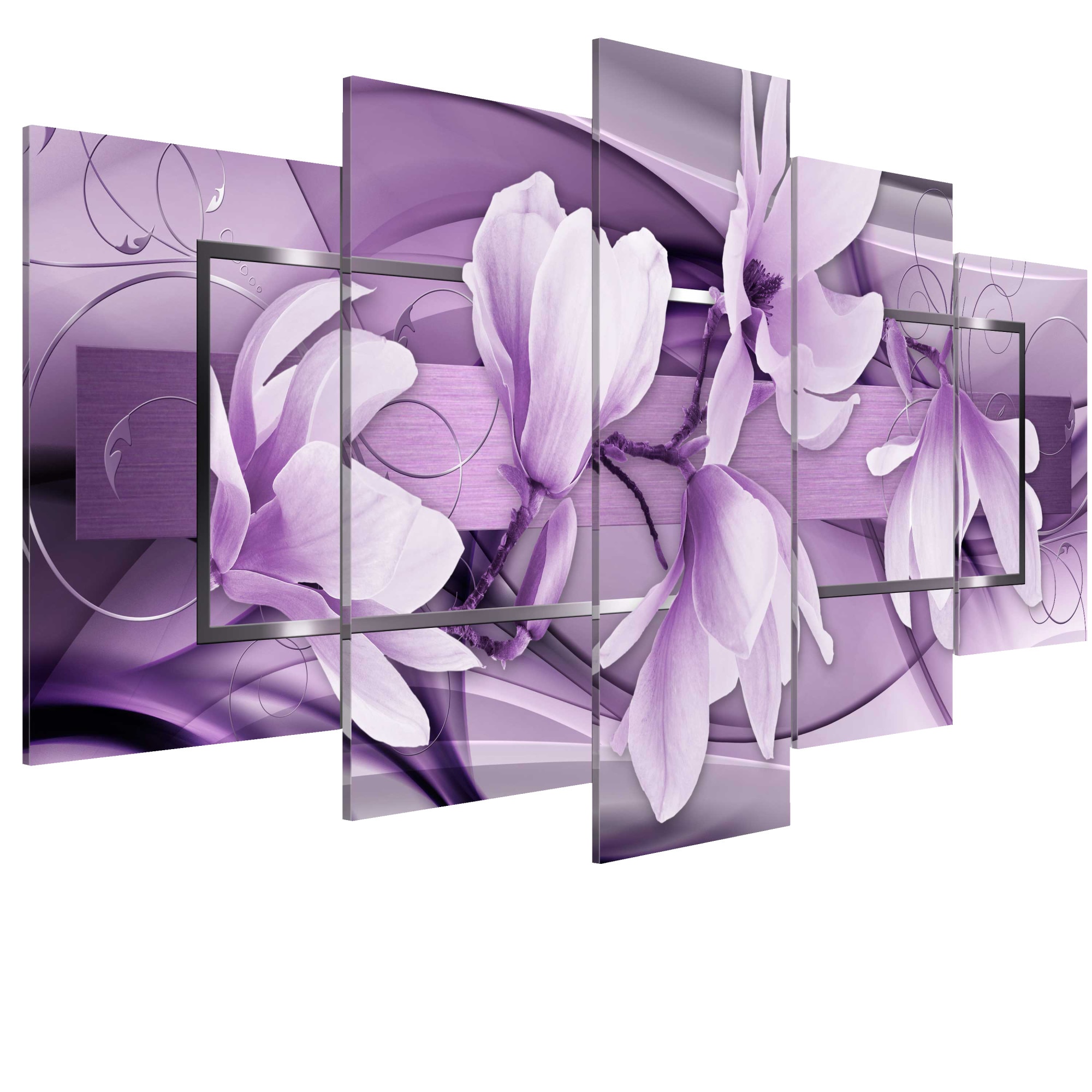 Tablou canvas 5 piese - Purple Wave - 100 x 50 cm