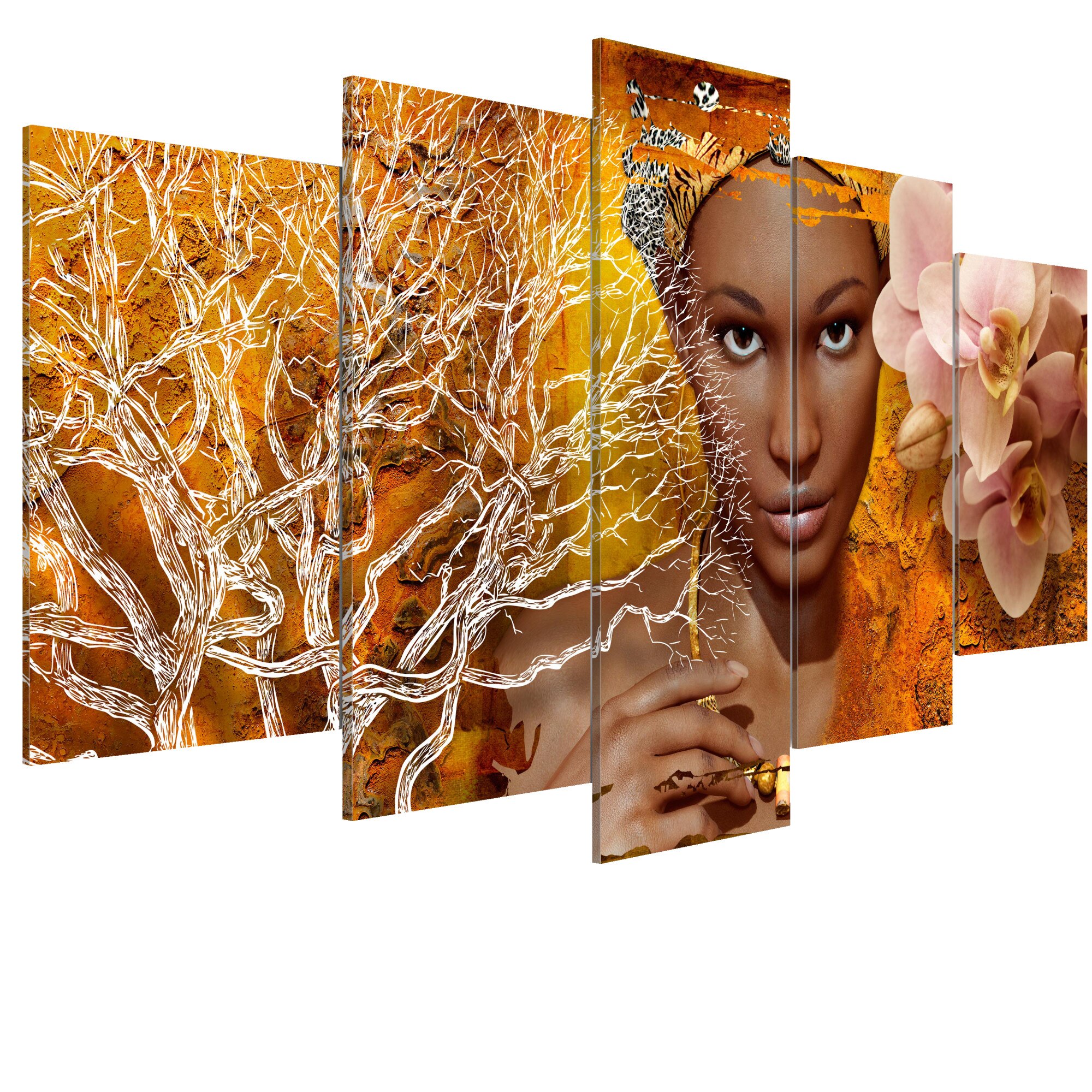 Tablou canvas 5 piese - PoveSti din Africa - 100 x 50 cm