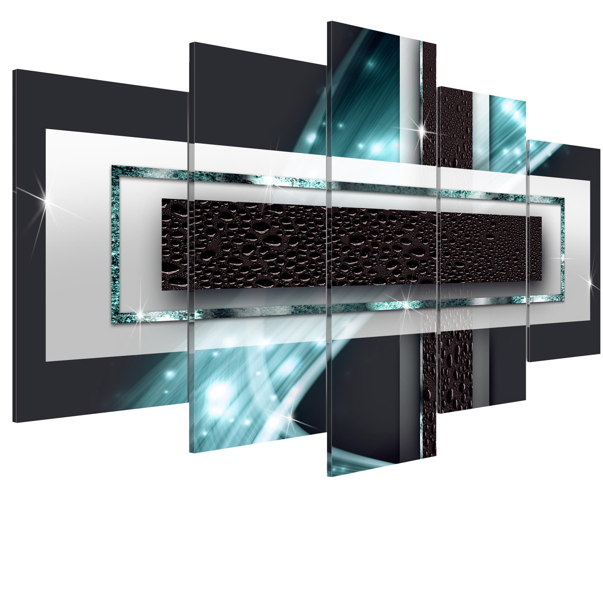 Tablou canvas 5 piese - Ploaie azurie - 200 x 100 cm