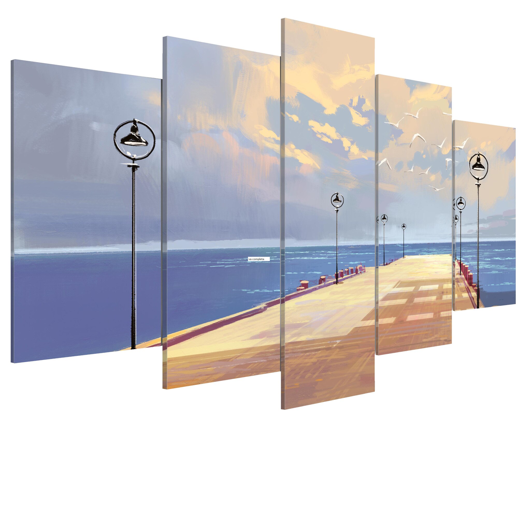 Tablou canvas 5 piese - Plimbare pe malul marii - 100 x 50 cm