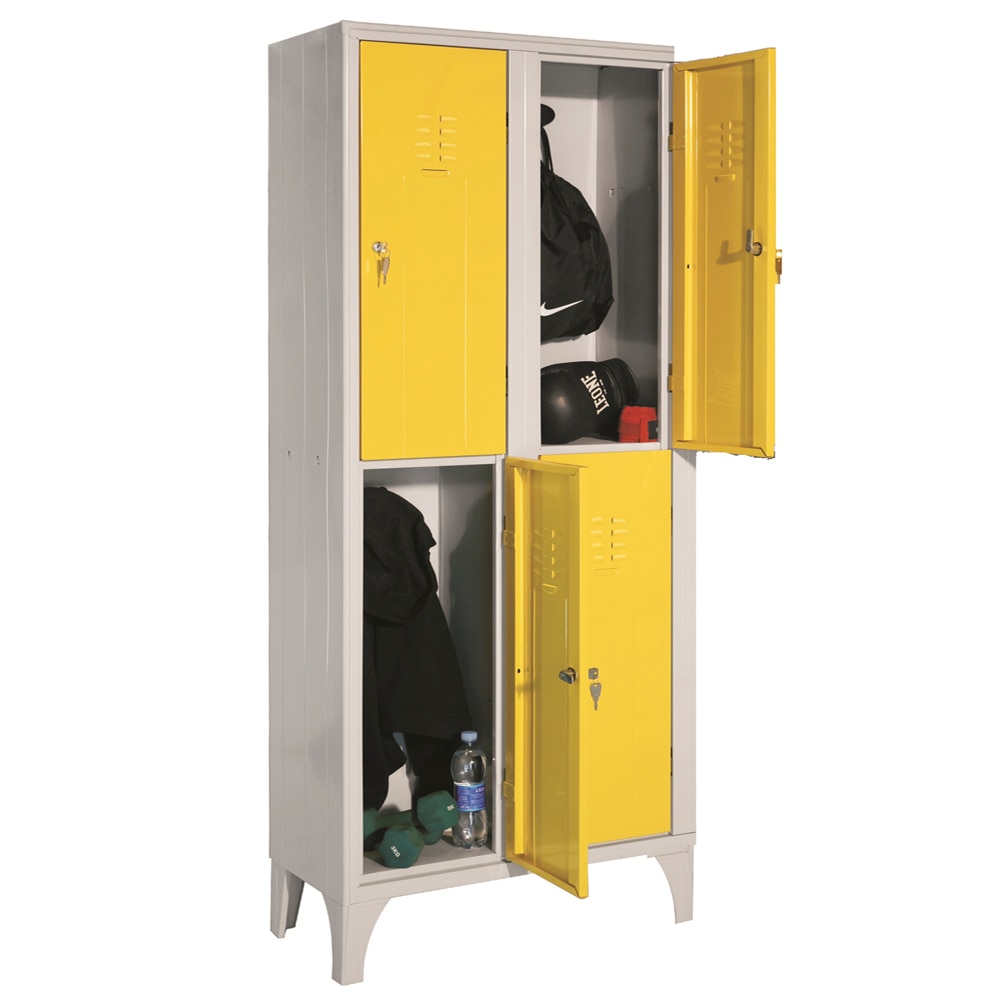 Vestiar metalic cu picioare si 4 usi color 113/04, 700x350x1800 mm (LxlxH), (galben)