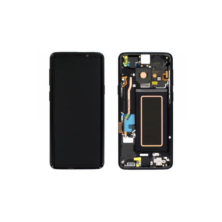 Samsung Galaxy S9, (G960), gyári LCD kijelző érintőpanellel és kerettel, fekete