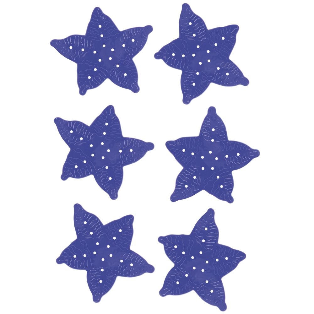 Set forme antiderapante pentru baie, 6 stelute, albastru