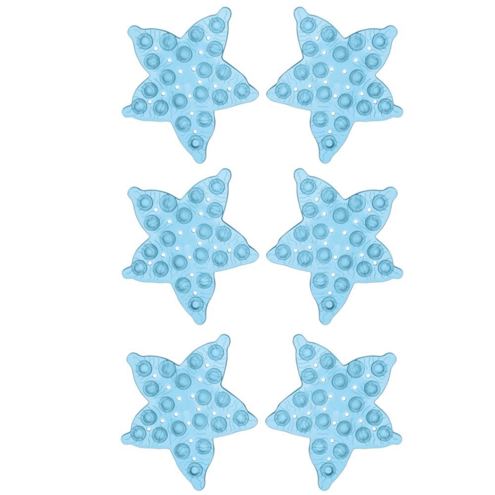 Set forme antiderapante pentru baie, 6 stelute, bleu
