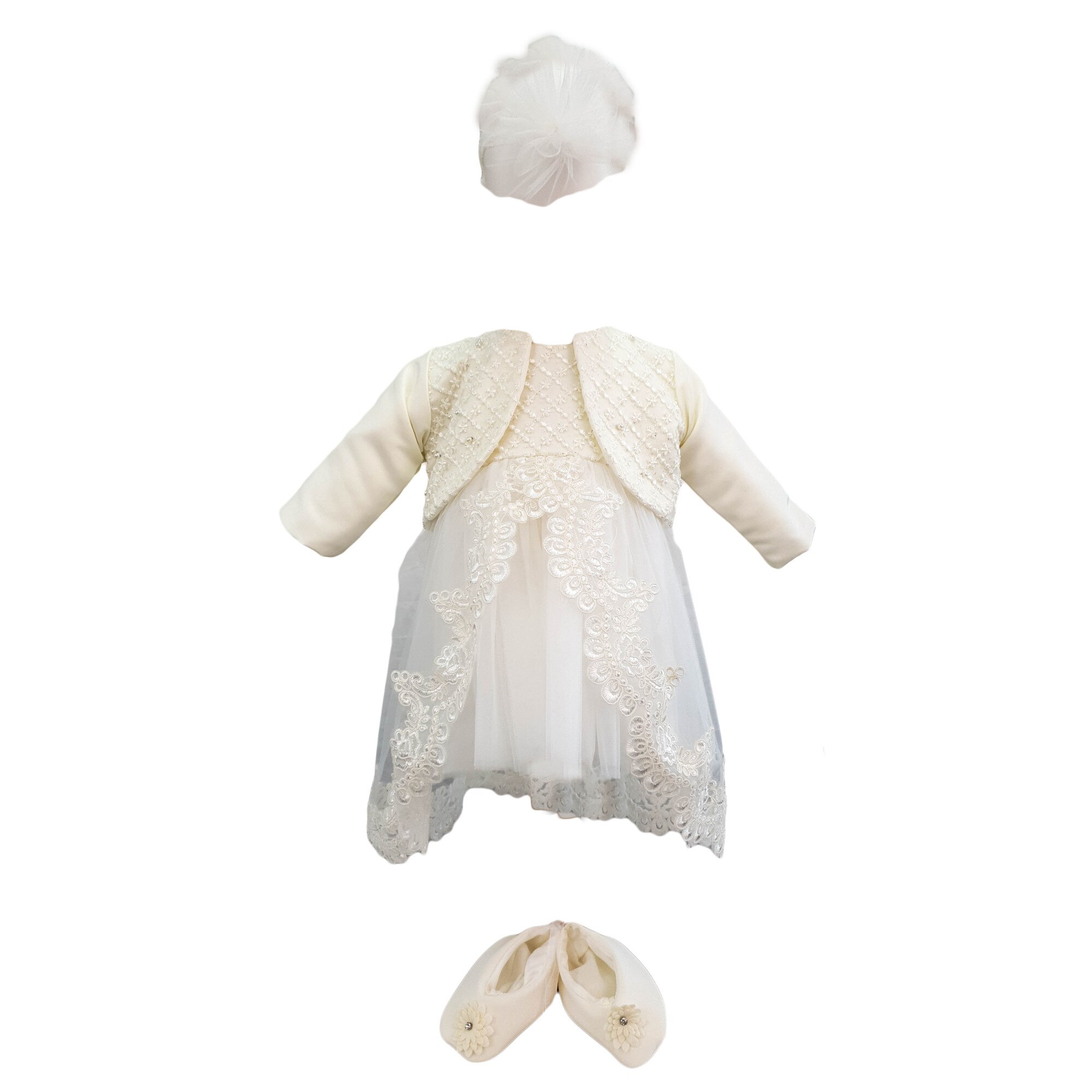 Rochie botez, model Daria, culoare alba , varsta 9 luni