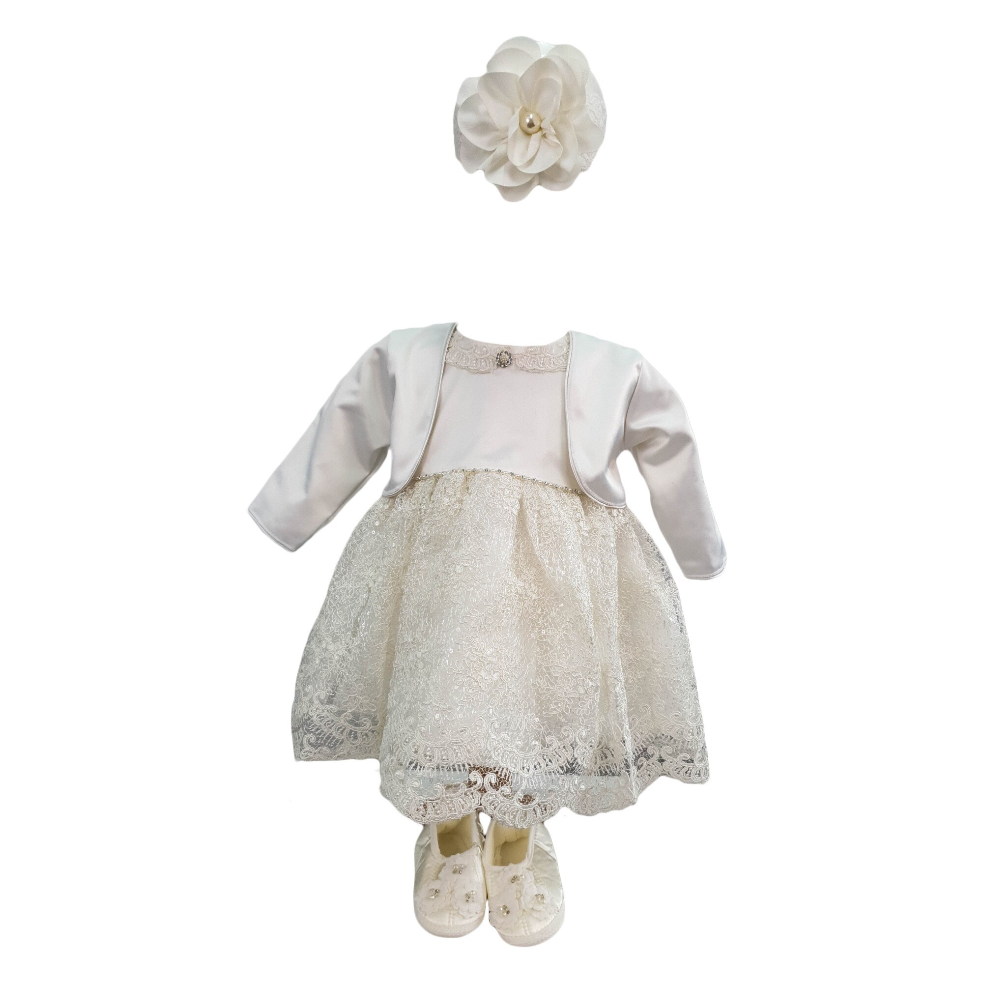 Rochie botez, model Angel, culoare alba, varsta 6-9 luni