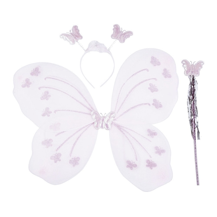 Set accesorii aripi costum fluture alb, 3 piese