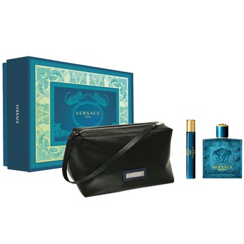 Set Versace Eros, Barbati: Apa de Toaleta, 100 ml + Apa de Toaleta, 10 ml + Geanta Set Versace Eros, Barbati: Apa de Toaleta, 100 ml + Apa de Toaleta, 10 ml + Geanta