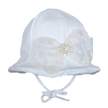 Palarie botez Mic Pitic PL39NN din tricot cu funda de tul, ecru, 40 cm Palarie botez Mic Pitic PL39NN din tricot cu funda de tul, ecru, 40 cm