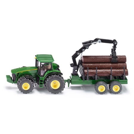 Tractor forestier cu remorca, Siku, John Deere 8430, 1:50, Verde