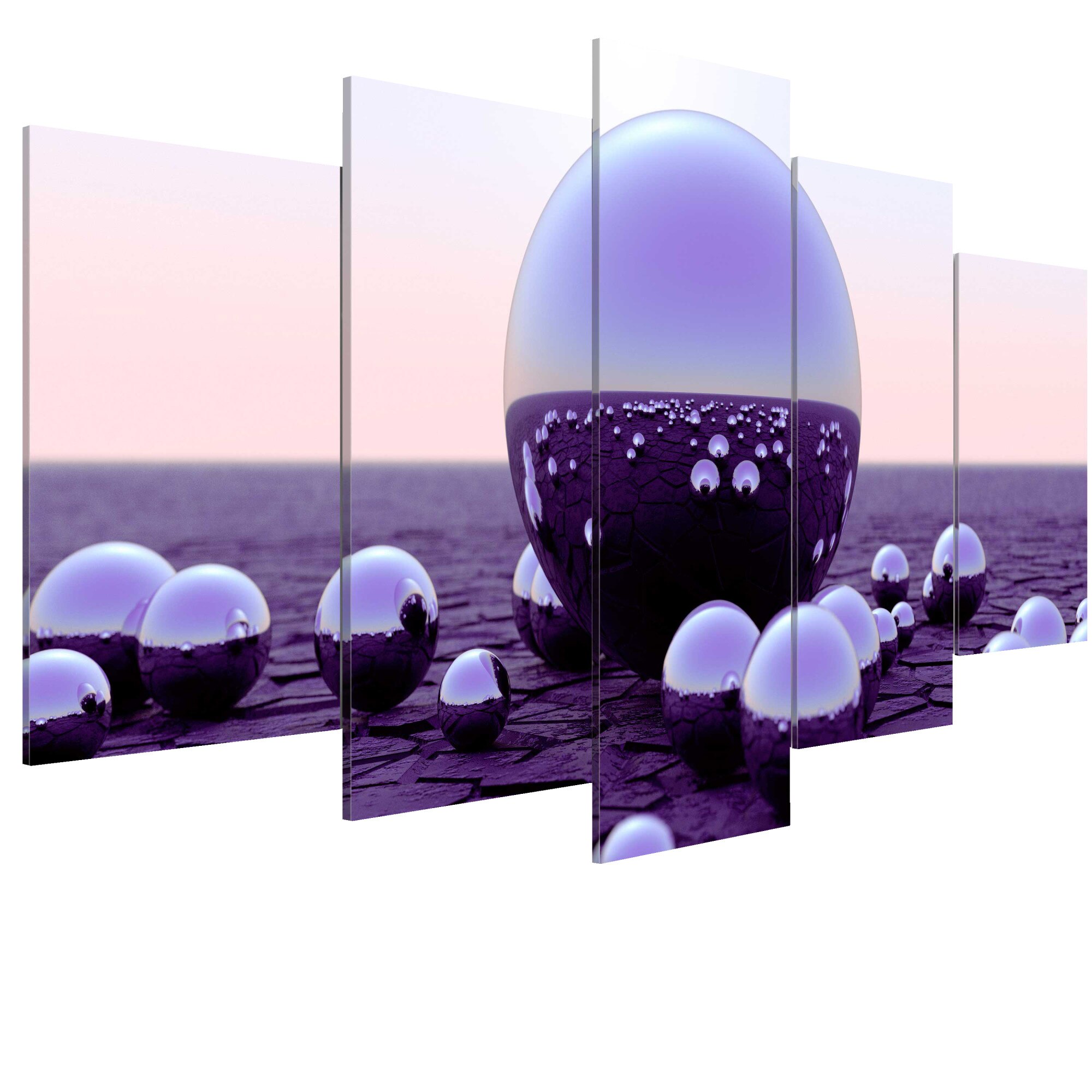 Tablou canvas 5 piese - Bile mov - 100 x 50 cm