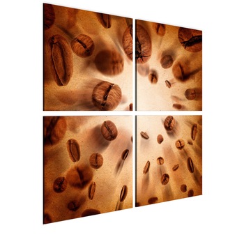 Tablou canvas 4 piese - Cafea energica - 90 x 90 cm