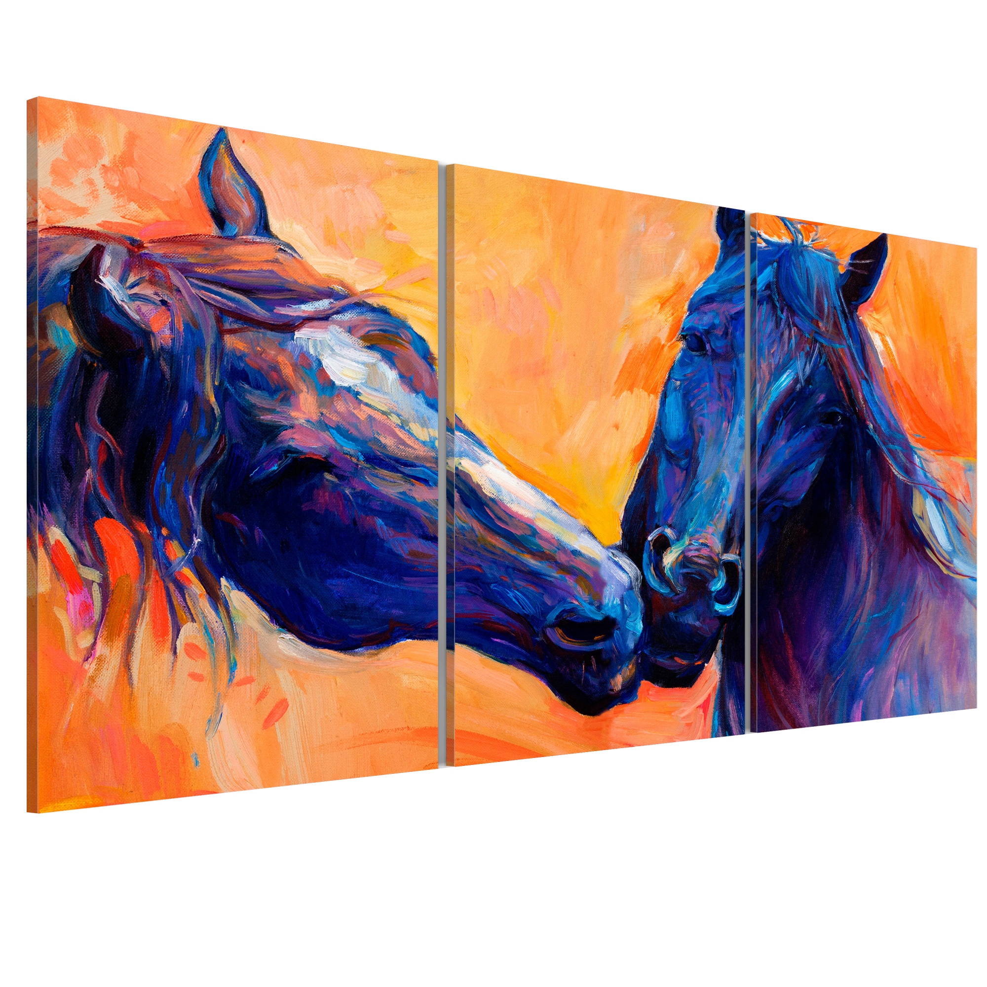 Tablou canvas 3 piese - Caii Albastri - 60 x 30 cm